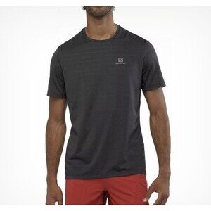 Men's Salomon Performance T Shirt Top Short Sleeve Black Activewear Small